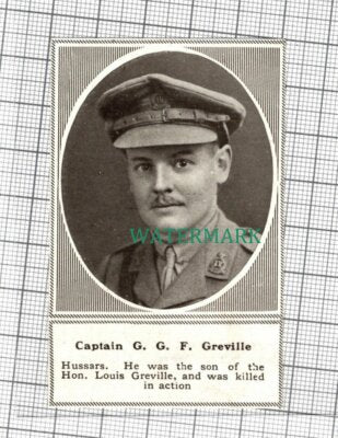 C3290) Captain GGF Greville Hussars Hon Louis Greville - 1918 Clip SMALL!!