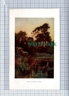 C4107) OXFORD Worcester College Garden Cottages / Lake  -SMALL c.1900 Book Print