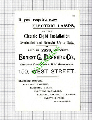 Ernest G Denner  / Albany Hotel Sheffield CJ Whitehead Advert - 1908 Cutting