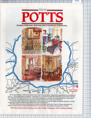 (8636) H&M Potts Furniture East Malling Kent Advert - 1987 Cutting