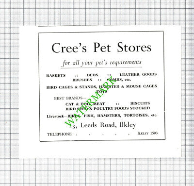 Cree's Pet Stores Ilkley Yorkshire Small Advert - 1962 Cutting