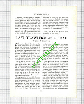 Trawlermen Of Rye Harry Parsons  - 1956 Article