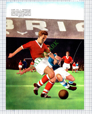 Clough Middlesbrough Football Cardiff City Frowen Ninian  1950's Print / Cutting