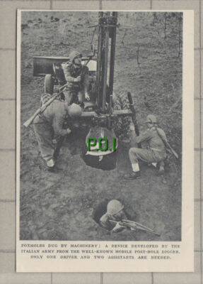 C1197) Foxhole Digger Machinery Italian Army - 1951 Clip