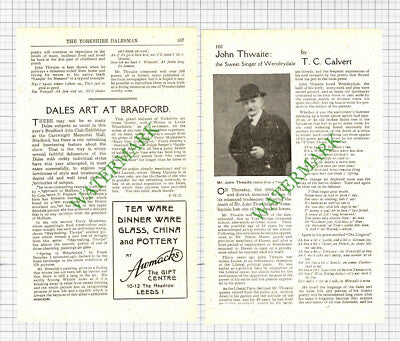 John Thwaite Wensleydale Singer Hawes   - 1941 Article