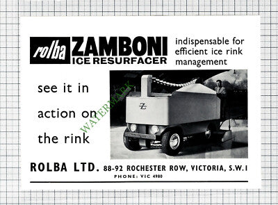 Rolba Ltd London Zamboni Ice Resurfacer Advert - 1962 Cutting