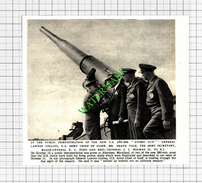 Mr Frank Pace US 280MM Atomic Gun Gen Lawton Collins Maryland - 1952 Cutting