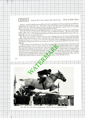 Mrs May Foxcroft Horse ANZAC South Africa Mr G Doak -  1950s 2-Part Cutting