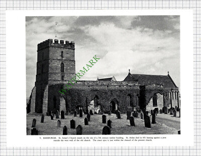 9263) BAMBURGH Castle St Aidan's Church - 1958 Book Print