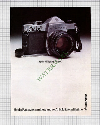 9009) Spike Milligan Pentax Camera ADVERT  -  1977 Cutting