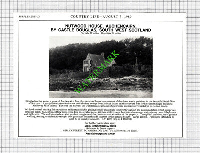Nutwood House Auchencairn Scotland House Sale Advert  - 1980 Cutting