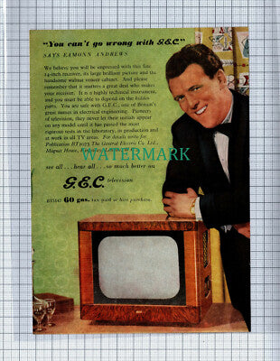 C4287) GEC Television Eamonn Andrews - SMALL Magazine Advert 1953