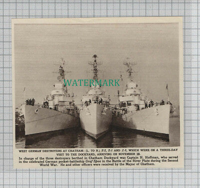 C2537) West German Destroyers At Chatham Dockyard Cpt H Hoffman - 1961 Clip