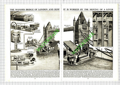 Tower Bridge London  - c.1930s Two-Part Cutting / Print