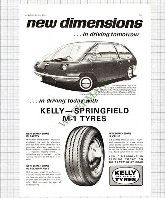9029) G E Pepall Tamworth Car Design Kelly Tyres Advert - 1966 Cutting