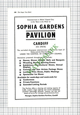 Sophia Gardens Pavilion Cardiff  Advert - 1968 Cutting