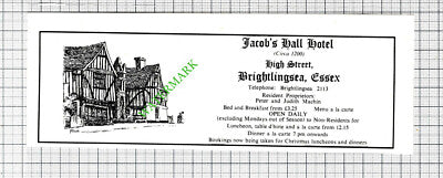 Jacob's Hall Hotel Brightlingsea Essex Peter Machin Small Advert - 1973 Cutting