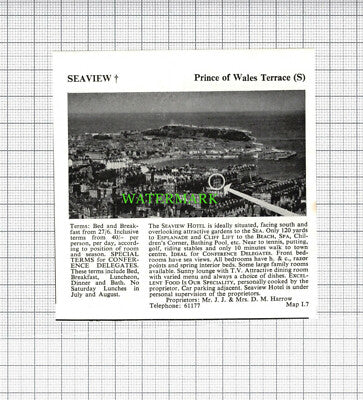 C1004) Seaview  Roker Queen's Parade Bradbury Scarborough Hotel Advert - 1969