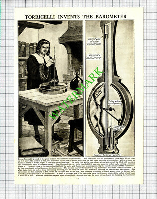 Torricelli Barometer Inventor  - c.1930's Cutting / Print