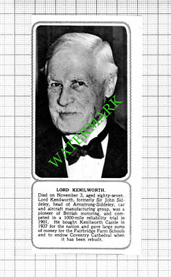Lord Kenilworth Obituary- 1953 Small Cutting