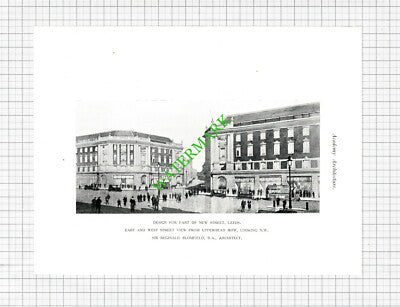 New Street Leeds Sir Reginald Blomfield / Cairo Cathedral Design 1926 Book Print