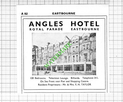 Lawns Hotel Eastbourne James Groves / Angles Hotel Small Advert - 1964 Cutting