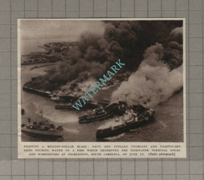 C3207) Fire At The Tidewater Terminal Docks Charleston South Carolina 1955 Clip