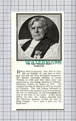 C5156) Bishop Boyd Carpenter Obituary - 1918 Clip