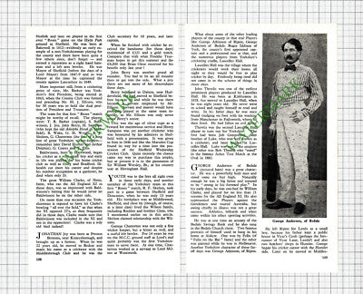 Yorkshire Cricket Players Roger Iddison Tom Marsden William Barber -1962 Article