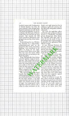 The Bank Of England Threadneedle Street London  -1962 Small Article