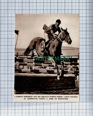 C4362) Lieut Colonel H Llewellyn Horse Jumping on Foxhunter 1950 Clip