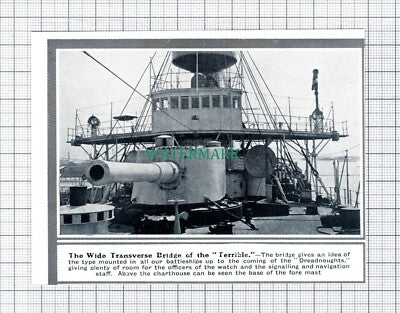 C5924) Ship TERRIBLE Bridge - 1913 Cutting