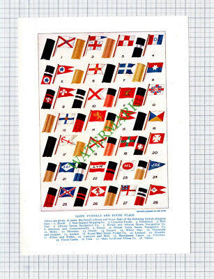 Ships Funnels and House Flags - c.1920s Print