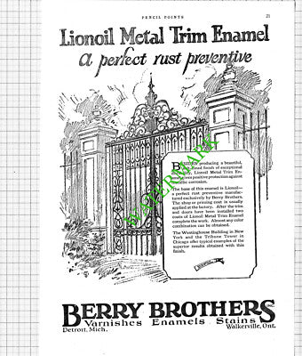 Berry Brothers Lionoil Advert - 1926 Cutting