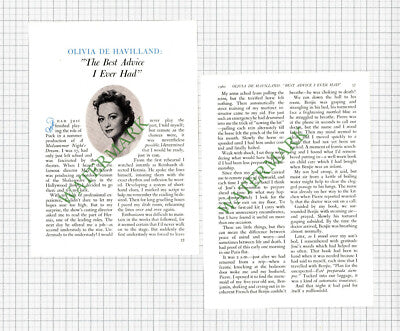 Olivia De Havilland Actress - 1960  Small Article