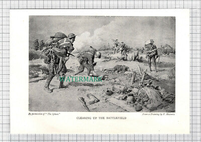 C3722) Clearing Up The Battlefield World War One F Matania - c.1920s Book Print