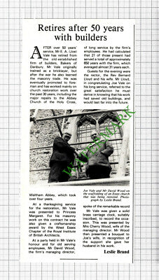 Mr E A Joe Vale Builder Bakers Of Danbury Essex David Wood - 1983 Cutting