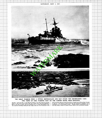 WARSPITE Ship Penzance Cornwall -1947 Cutting