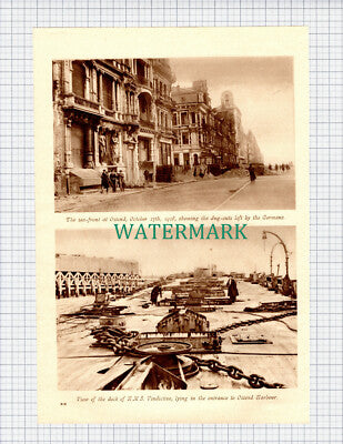 (X12) Ostend Sea Front & HMS Vindictive In The Harbour - c.1919