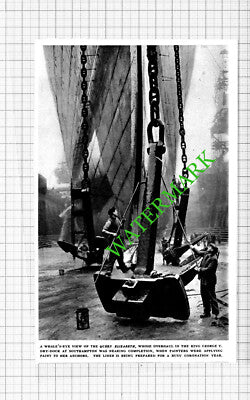 Queen Elizabeth Ship Overhaul King George V Dry Dock Southampton - 1953 Cutting