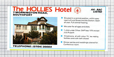 C7644) Fulwood Hotel Southport Barnes Houghton / The Hollies - 1986 Advert