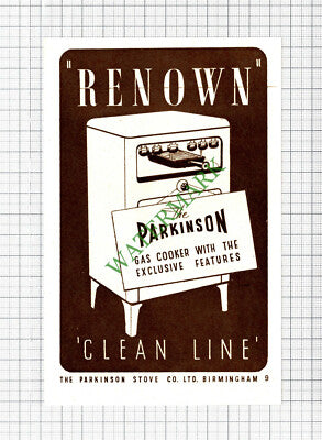 Parkinson Stove Company Renown Gas Cooker Advert - 1947 Small Cutting