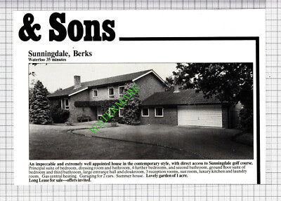 Grantham Lincolnshire / Sunningdale Berkshire  House Sale Advert - 1980 Cutting