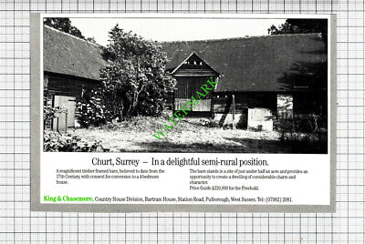Gerrards Cross Buckinghamshire / Churt Surrey Barn Sale Advert -  1988 Cutting