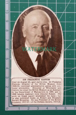 C4293) Sir Frederick Kenyon British Museum - Obituary 1952 Clip