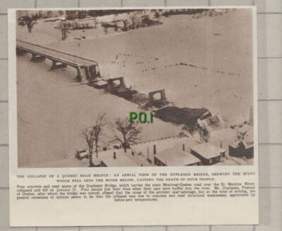 C801) Duplessis Bridge Quebec St Maurice River Collapse - 1951