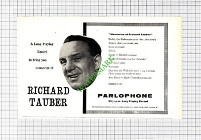 Richard Tauber Parlophone Records Advert  - 1956 Cutting