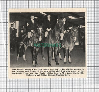 C3815) Mid Sussex Riding Club Ann Taylor Sooty Joan Marsh Gillian Wright - 1968