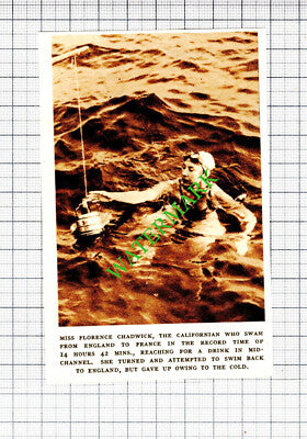 Miss Florence Chadwick Swimmer - 1953 Small Cutting