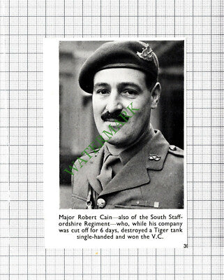 Major Robert Cain South Staffordshire Regiment - c.1940s Small Cutting